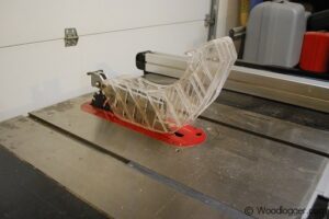 Top of Table Saw with Blade Guard Attached