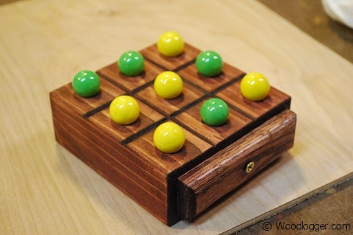 Vintage Twist Tac Toe Game Hardwood With Marbles Vintage